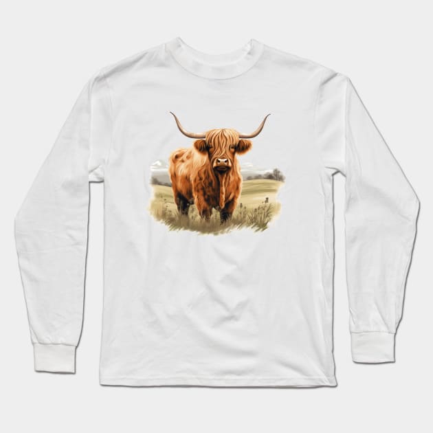Highland Bull Long Sleeve T-Shirt by zooleisurelife